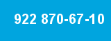 922 870-67-10 922 870-67-10